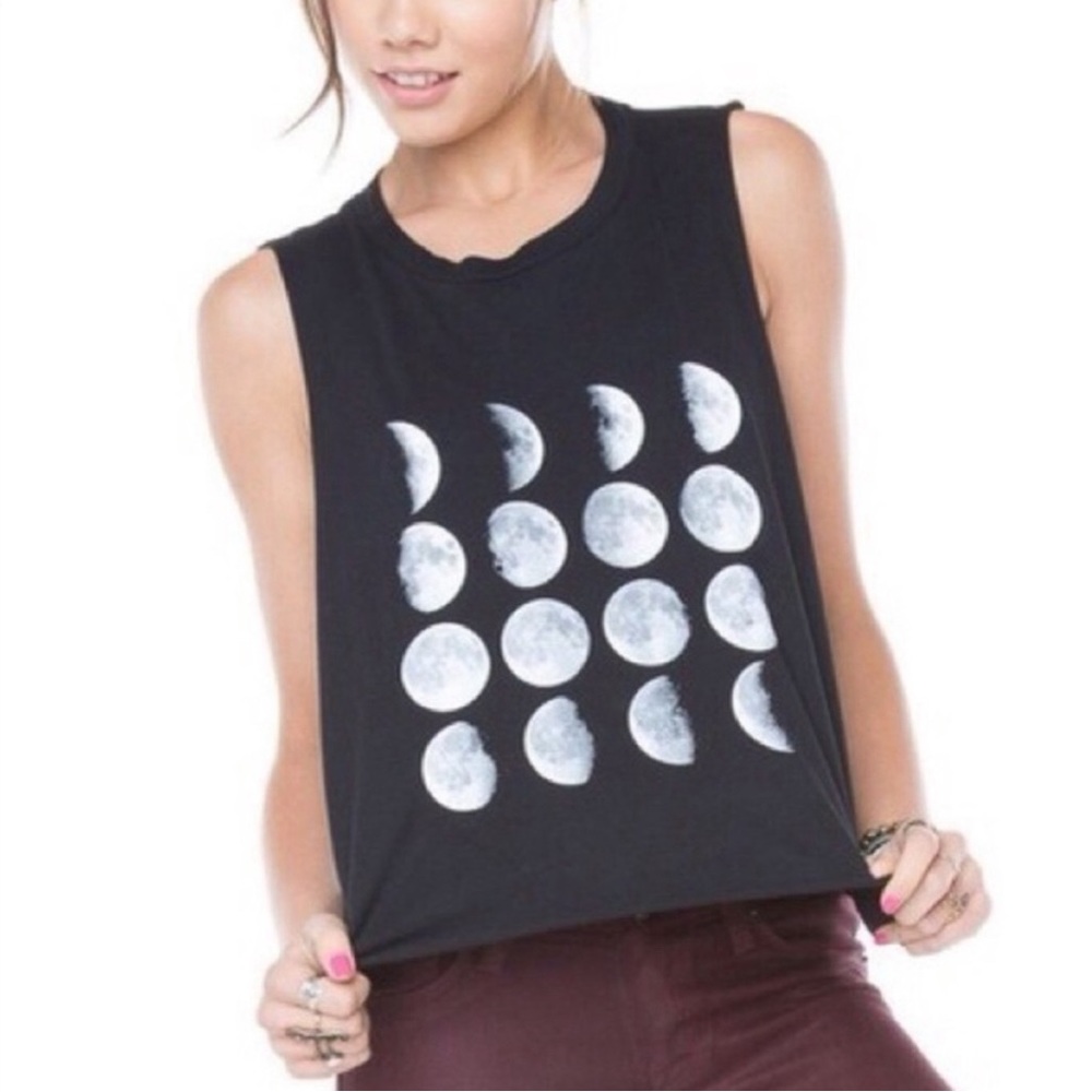 Brandy Melville Moon Phases Cropped Tank Top Women’s One Size Fits All Black